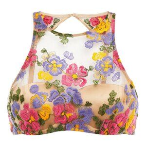 I.D. Sarrieri Embroidered Floral Tulle Bra 38B NWT Luxury Lingerie